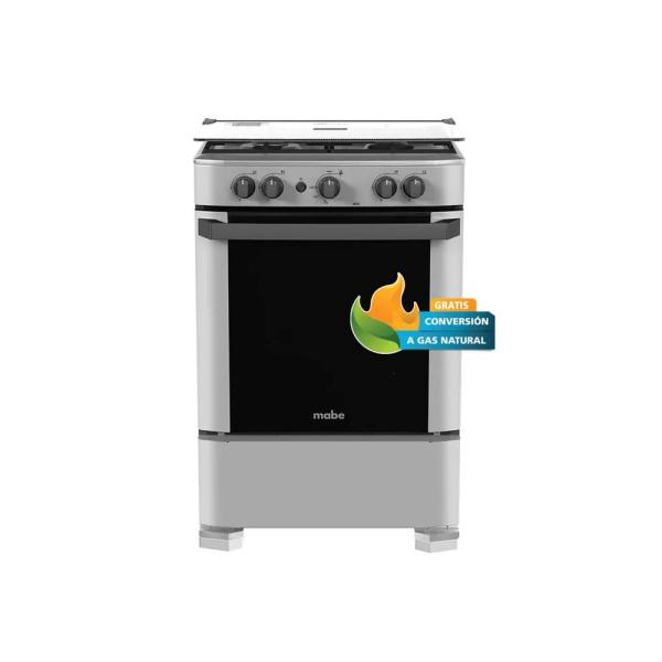 Mabe CMP6010FG0 79 Litros Cocina Gas 4 Quemadores Parrillas Hierro Fundido Ostra Metálico