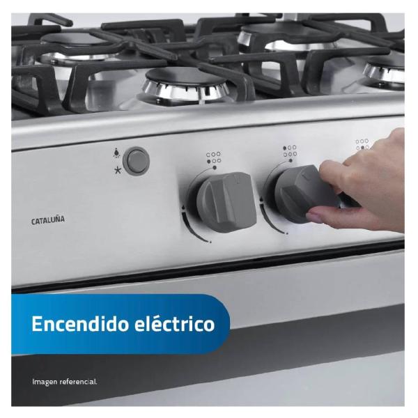 Indurama Cataluña QZ 6 Hornillas 97 L Parrillas Hierro Fundido Tapa Vidrio Croma