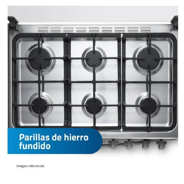 Indurama Cataluña QZ 6 Hornillas 97 L Parrillas Hierro Fundido Tapa Vidrio Croma