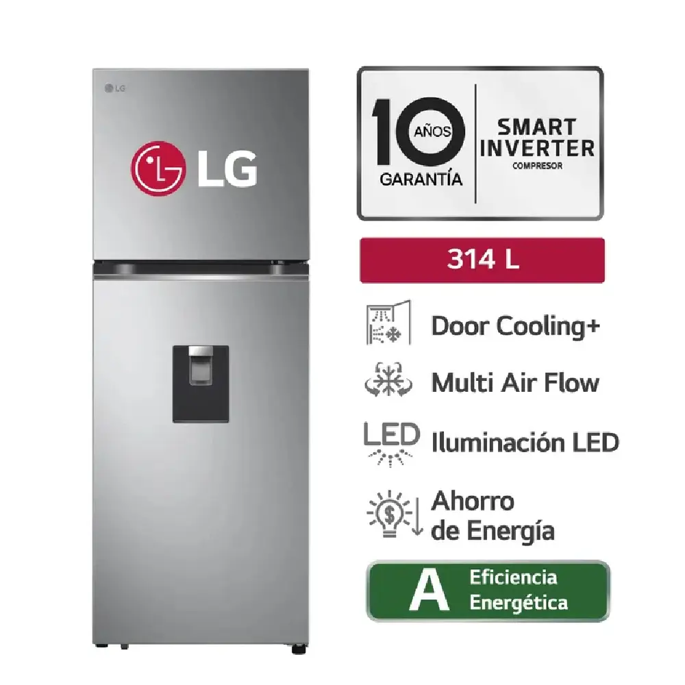 LG GT31WPP 315L Top Freezer DoorCooling+ Tecnología Inverter Plateado