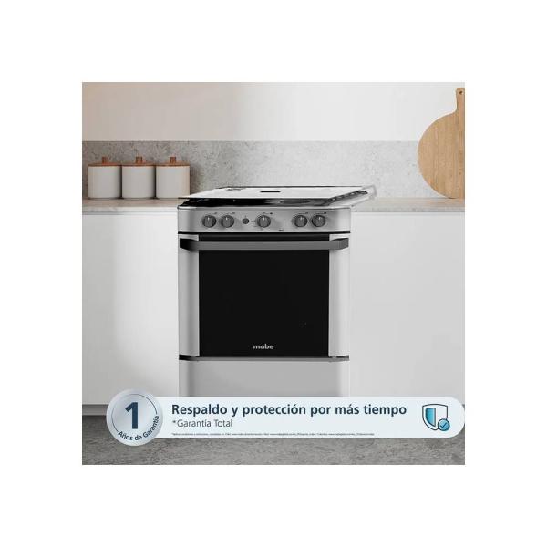 Mabe CMP6010FG0 79 Litros Cocina Gas 4 Quemadores Parrillas Hierro Fundido Ostra Metálico