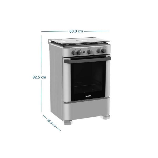 Mabe CMP6010FG0 79 Litros Cocina Gas 4 Quemadores Parrillas Hierro Fundido Ostra Metálico