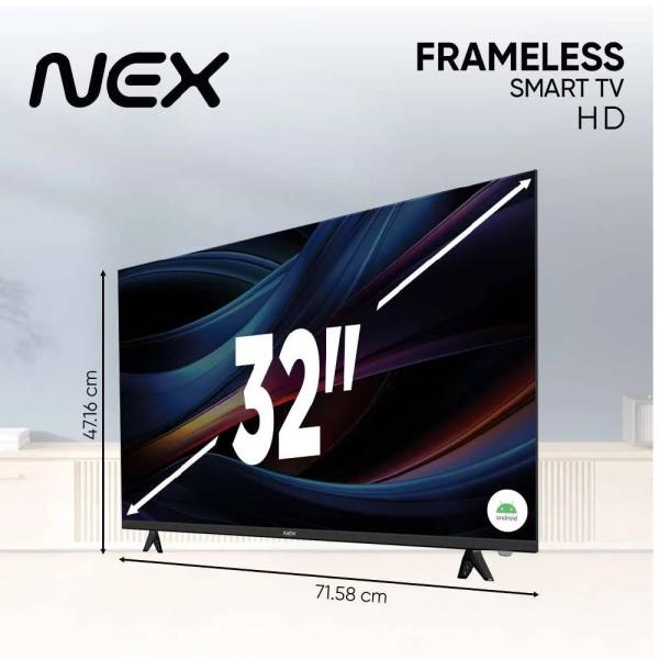 NEX TVLED32S 32″ Smart TV Resolución HD 720P Conectividad WiFi Android 12 Negro