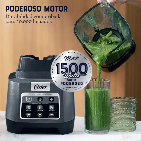 Oster BLSTXPG-BGW 1500W Tecnología Reversible 3 Velocidades Pulso iBLEND Gris
