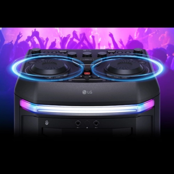 LG OK99M XBOOM 2000W Parlante Torre Karaoke Luces LED Multi Bluetooth Negro