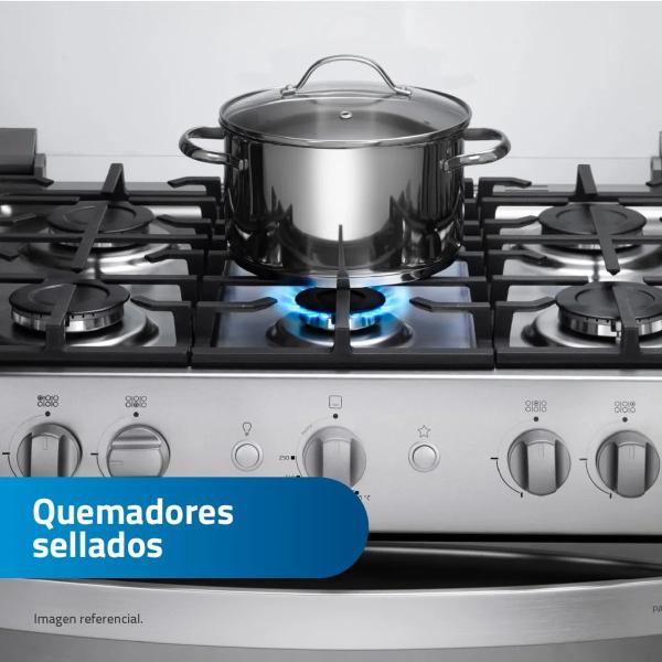 Indurama Parma Zafiro 6 Quemadores Sellados Sabaf Termocontrol Tapa Vidrio Templado Croma