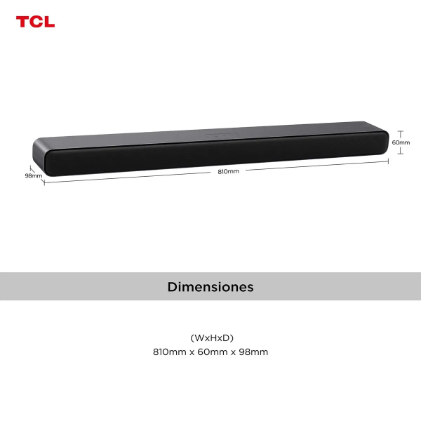 TCL Barra de Sonido S45H 100W Dolby Atmos DTS Virtual:X Conectividad Bluetooth Negro