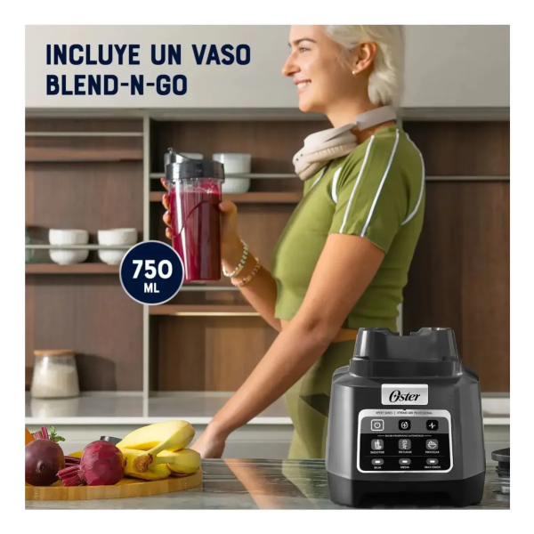 Oster XTREME MIX 1500W Tecnología Reversible 10 Aspas 2L Negro