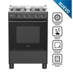 Midea MGS24FS2LFABBC-PE Cocina a Gas 4 Hornillas Horno Amplio Encendido Automático Negro