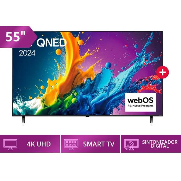 LG 55QNED80TSA 55″ Smart TV QNED 4K webOS Magic Remote Negro