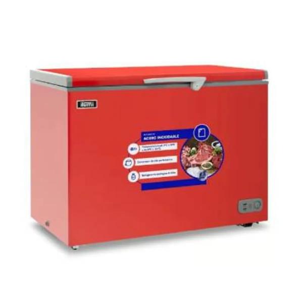 Ilumi TFI-3400RE 340L Congelador Horizontal Tina Acero Inoxidable Temperatura Dual Rojo