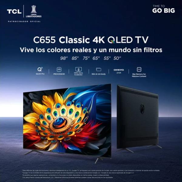 TCL 98C655 98" QLED 4K UHD Google TV HDR10 Bluetooth Negro