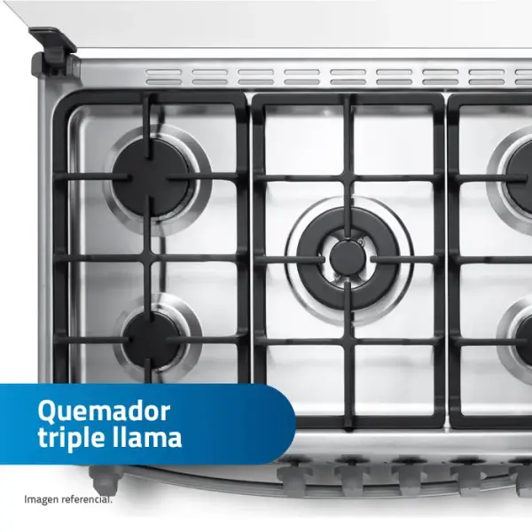 Indurama Cantabria QZ Cocina Gas 5 Puestos Luz Horno Parrillas Hierro Fundido Croma