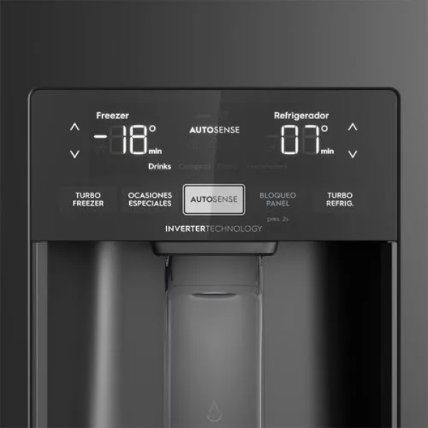 Electrolux ERS45F2P5EB 419L Refrigeradora Side by Side Inverter AutoSense Dispensador de Agua No Frost Negro