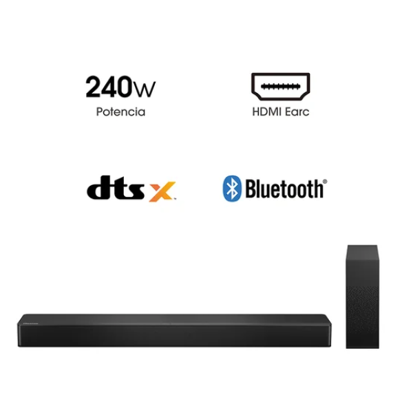 Hisense HS2100 240W Barra de Sonido Subwoofer Inalámbrico Bluetooth Surround Negro
