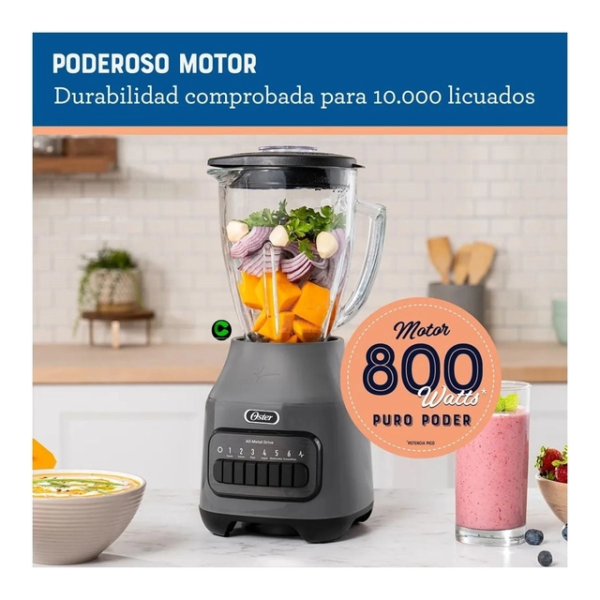 Oster BLSTPEG-GPB 800W 6 Velocidades Pulso Acople Metálico Gris