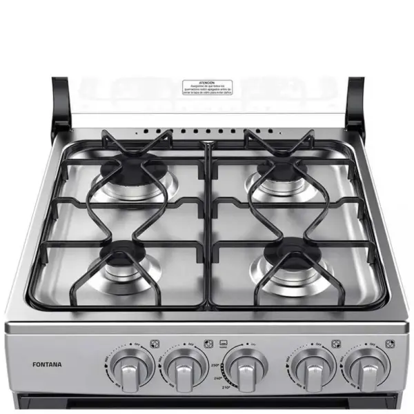 Indurama Fontana Cocina Gas 4 Quemadores Encendido Manual Vidrio Templado Gris