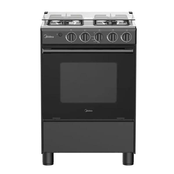 Midea MGS24FS2LFABBC-PE Cocina a Gas 4 Hornillas Horno Amplio Encendido Automático Negro