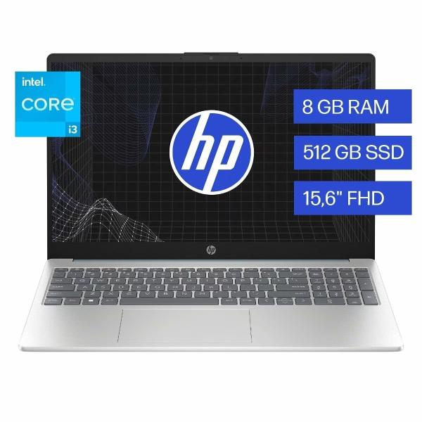 Laptop HP de 15.6", modelo 15-fd0026la, Intel Core i3-N305, 8 núcleos, 8GB RAM, disco sólido de 512GB