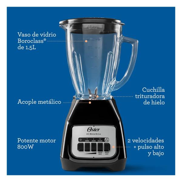 Oster BLSTKAGBPB053 550W Licuadora 1.5L 2 Velocidades Pulso Negro