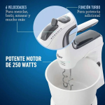 Batidora de Mano y Pedestal Oster FPSTHS3610, 250W, Tazón 3.7L, Blanco