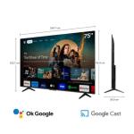 TCL 75T6C 75 Pulgadas QLED 4K UHD Inteligencia Artificial Google TV Negro