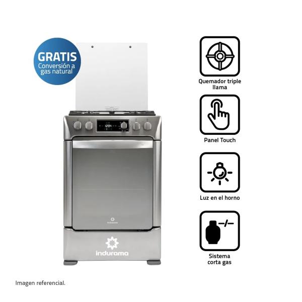 Indurama Ibiza Zafiro 4 Hornillas Gas GLP Horno Eficiente Panel Frontal Croma