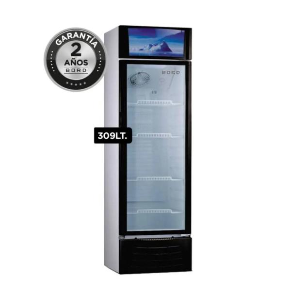 Bord EX309-M 309L Vitrina Exhibidora Refrigerada Puerta Vidrio Panorámico LED Blanco