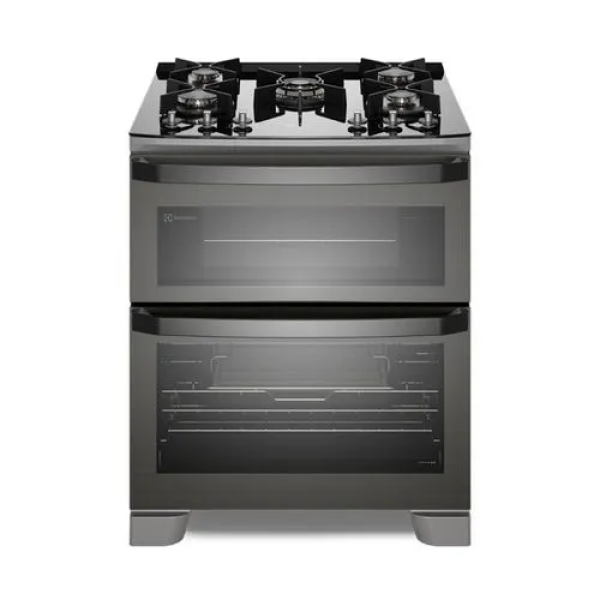 Cocina Electrolux FE5AD 76cm, 5 Hornillas, Doble Horno, Tecnología PerfectCook360, Gris