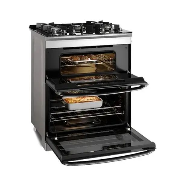 Cocina Electrolux FE5AD 76cm, 5 Hornillas, Doble Horno, Tecnología PerfectCook360, Gris