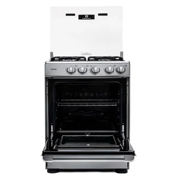 Indurama Fontana Cocina Gas 4 Quemadores Encendido Manual Vidrio Templado Gris