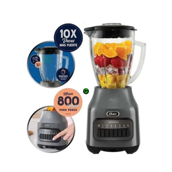 Oster BLSTPEG-GPB 800W 6 Velocidades Pulso Acople Metálico Gris