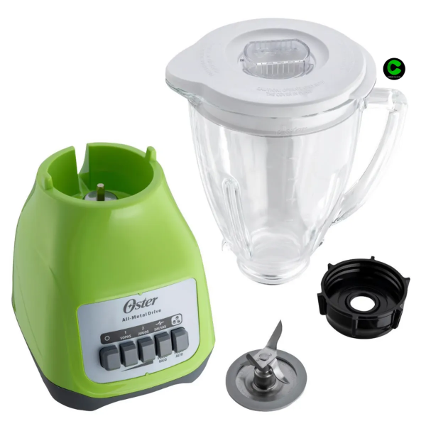 Licuadora Oster BLSTKAG KPB-053 1.5L – 2 Velocidades + Pulsador, Vaso de Vidrio Boroclass®, Color Kiwi