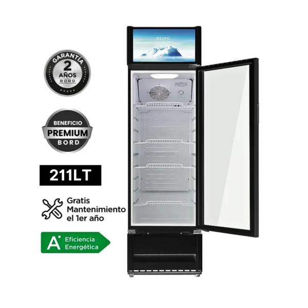Bord EX211-M 211 Litros Vitrina Exhibidora Refrigerada Control Manual Blanco