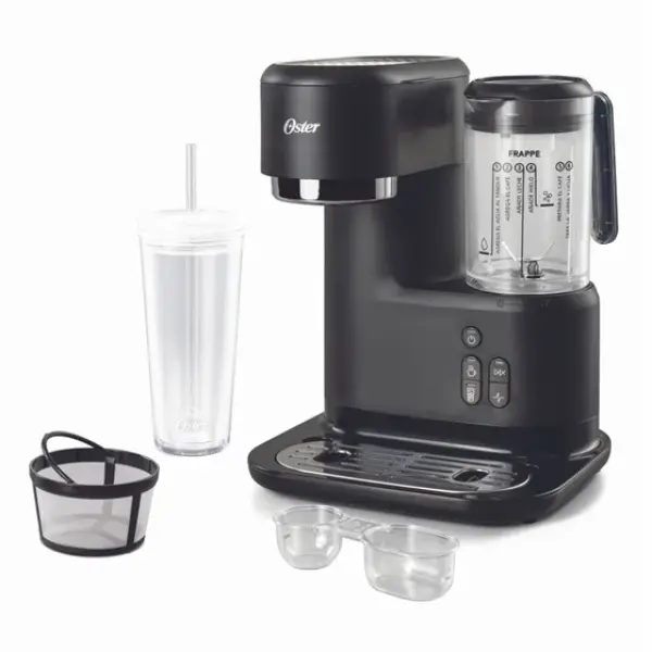 Cafetera Frappé Oster BVSTDC03B-053, Licuadora integrada, Medición precisa, Negro