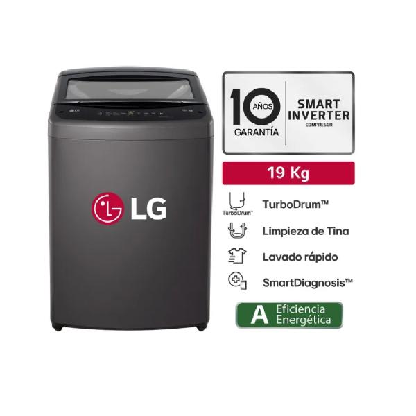 LG WT19BVTB 19 kg Lavadora Carga Superior TurboDrum LED Negro