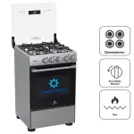 Indurama Fontana Cocina Gas 4 Quemadores Encendido Manual Vidrio Templado Gris