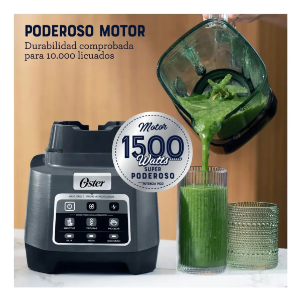 Oster XTREME MIX 1500W Tecnología Reversible 10 Aspas 2L Negro