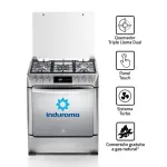 Indurama Montecarlo Zafiro Cocina de Pie 5 Quemadores Panel Frontal Acero Inoxidable Croma