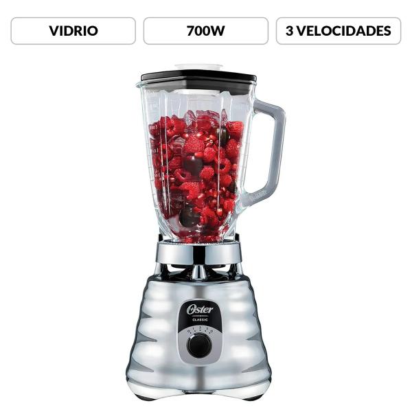Oster BLST4655 700W Licuadora 1.25 L 3 Velocidades Cuchillas Inox Cromado