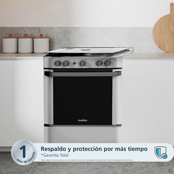 Mabe CMP6020FG1 Cocina a Gas 4 Hornillas Horno Amplio Grill Integrado Silver