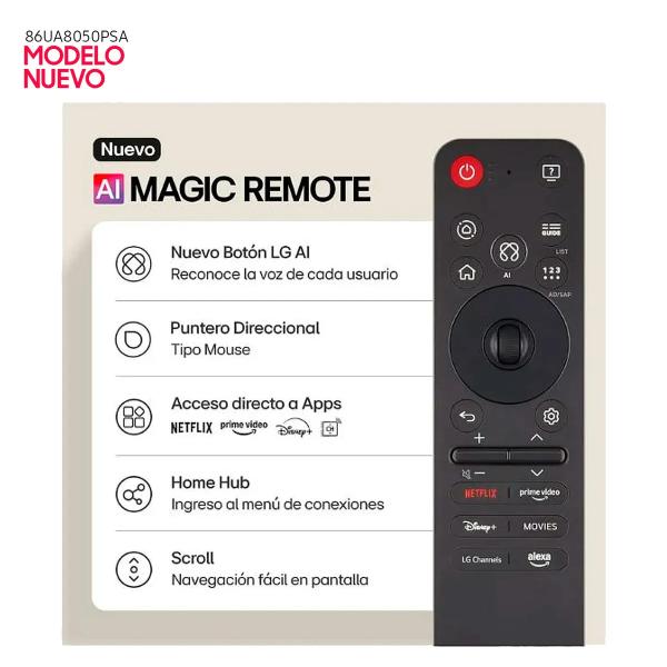 LG 86UA8050PSA 86″ UHD 4K ThinQ AI α7 Gen8 HDR10 WebOS Negro