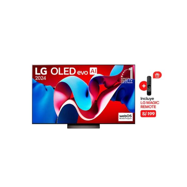 LG OLED C4 65 Pulgadas 4K UHD OLED evo Procesador α9 AI webOS ThinQ Negro