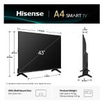 Hisense 43A4K 43" LED Smart TV Full HD 4K Ultra HD VIDAA Negro