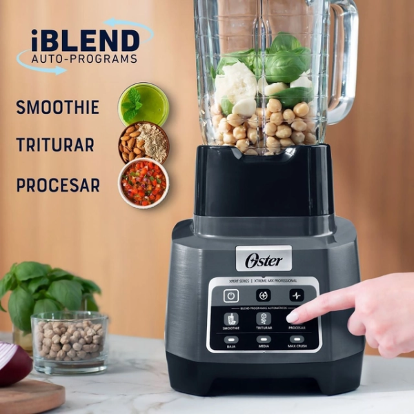 Oster BLSTXPG-BGW 1500W Tecnología Reversible 3 Velocidades Pulso iBLEND Gris